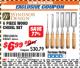 Harbor Freight ITC Coupon 6 PIECE WOOD CHISEL SET Lot No. 60654/62641 Expired: 9/30/17 - $6.99