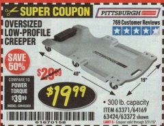 Harbor Freight Coupon OVERSIZED LOW-PROFILE CREEPER Lot No. 63371/63424/64169/63372 Expired: 3/31/19 - $19.99