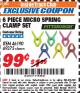 Harbor Freight ITC Coupon 6 PIECE MICRO SPRING CLAMP SET Lot No. 46190/69375 Expired: 10/31/17 - $0.99