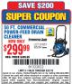 Harbor Freight Coupon 50 FT. COMMERCIAL POWER-FEED DRAIN CLEANER Lot No. 68284/61857 Expired: 6/22/15 - $299.99