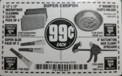 Harbor Freight Coupon SUPER GLUE PACK OF 3 Lot No. 42367 Expired: 1/31/20 - $0.99