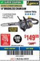 Harbor Freight Coupon LYNXX 40 VOLT LITHIUM 14" CORDLESS CHAIN SAW Lot No. 63287/64478 Expired: 4/29/18 - $149.99