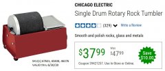 Harbor Freight Coupon SINGLE DRUM ROTARY ROCK TUMBLER Lot No. 67631 Expired: 6/30/20 - $37.99