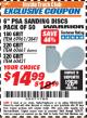 Harbor Freight ITC Coupon 6" PSA SANDING DISCS PACK OF 50 Lot No. 69961 Expired: 12/31/17 - $14.99