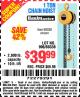 Harbor Freight Coupon 1 TON CHAIN HOIST Lot No. 69338/996 Expired: 4/4/15 - $39.99