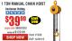 Harbor Freight Coupon 1 TON CHAIN HOIST Lot No. 69338/996 Expired: 12/31/15 - $39.99
