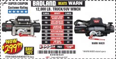 Harbor Freight Coupon BADLAND ZXR12000 12000 LB. OFF-ROAD VEHICLE ELECTRIC WINCH WITH AUTOMATIC LOAD-HOLDING BRAKE Lot No. 64045/64046/63770 Expired: 6/30/20 - $299.99