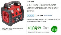Harbor Freight Coupon 5-IN-1 PORTABLE POWER PACK Lot No. 60703/62747/63998/63746 Expired: 6/30/20 - $109.99