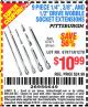 Harbor Freight Coupon 9 PIECE 1/4", 3/8", AND 1/2" DRIVE WOBBLE SOCKET EXTENSIONS Lot No. 67971/61278 Expired: 5/16/15 - $10.99