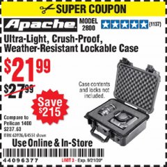 Harbor Freight Coupon APACHE 2800 CASE Lot No. 63926/64551 Expired: 9/21/20 - $21.99