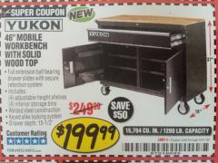 Harbor Freight Coupon YUKON 46" MOBILE WORKBENCH WITH SOLID WOOD TOP Lot No. 64023/64012 Expired: 5/31/18 - $199.99