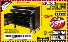 Harbor Freight Coupon YUKON 46" MOBILE WORKBENCH WITH SOLID WOOD TOP Lot No. 64023/64012 Expired: 6/30/20 - $239.99