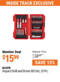 Harbor Freight ITC Coupon 35 PIECE IMPACT DRILL AND DRIVER BIT SET Lot No. 63910 Expired: 5/31/21 - $15.99
