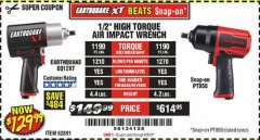 Harbor Freight Coupon EARTHQUAKE XT 1/2" PRO AIR IMPACT WRENCHES Lot No. 62891/63800 Expired: 8/5/19 - $129.99