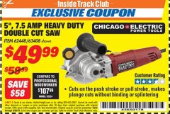 Harbor Freight ITC Coupon 5" DOUBLE CUT SAW Lot No. 63408/62448 Expired: 6/30/18 - $49.99