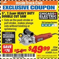 Harbor Freight ITC Coupon 5" DOUBLE CUT SAW Lot No. 63408/62448 Expired: 4/30/20 - $49.99