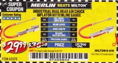 Harbor Freight Coupon DUAL HEAD AIR CHUCK INFLATOR WITH INLINE GAUGE Lot No. 63570 Expired: 5/31/19 - $29.99