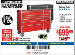 Harbor Freight Coupon 56" X 22" DOUBLE BANK EXTRA DEEP CABINETS Lot No. 64458/64457/64164/64165/64866/64864/56110/56111/56112 Expired: 8/26/18 - $699.99