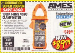 Harbor Freight Coupon 1000A T-RMS AC/DC CLAMP METER Lot No. 64017 Expired: 6/30/18 - $89.99