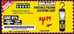 Harbor Freight Coupon PORTABLE FOLDING LED WORK LIGHT Lot No. 63930 Expired: 2/16/19 - $4.99