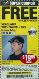 Harbor Freight FREE Coupon HEADLAMP WITH SWIVEL LENS Lot No. 45807/61319/63598/62614 Expired: 12/29/16 - FWP