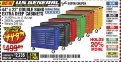 Harbor Freight Coupon 44" X 22" DOUBLE BANK EXTRA DEEP ROLLER CABINETS Lot No. 64444/64445/64446/64441/64442/64443/64281/64134/64133/64954/64955/64956 Expired: 10/17/19 - $449.99