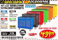 Harbor Freight Coupon 44" X 22" DOUBLE BANK EXTRA DEEP ROLLER CABINETS Lot No. 64444/64445/64446/64441/64442/64443/64281/64134/64133/64954/64955/64956 Expired: 7/31/19 - $439.99