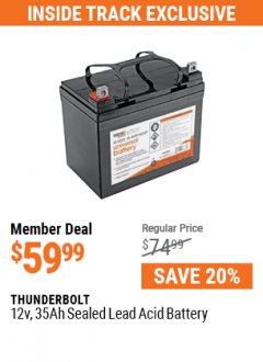 Harbor Freight Coupon 12 VOLT,35 AMP HOUR UNIVERSAL BATTERY Lot No. 64102 / 68680 Expired: 7/1/21 - $59.99