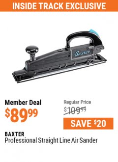 Harbor Freight ITC Coupon BAXTER STRAIGHT LINE AIR SANDER Lot No. 63994 Expired: 5/31/21 - $89.99