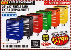Harbor Freight Coupon 26" X 22" SINGLE BANK EXTRA DEEP CABINETS Lot No. 64434/64433/64432/64431/64163/64162/56234/56233/56235/56104/56105/56106 Expired: 8/31/19 - $279.99
