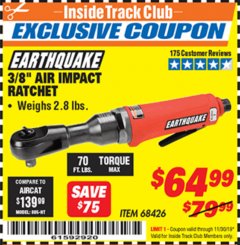 Harbor Freight ITC Coupon 3/8" AIR IMPACT RATCHET Lot No. 68426 Expired: 11/30/19 - $64.99