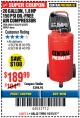 Harbor Freight Coupon 1.8 HP, 26 GALLON, 150 PSI OILLESS AIR COMPRESSOR Lot No. 69669/68067/69090/62629 Expired: 10/15/17 - $189.99
