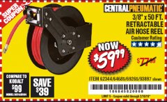 Harbor Freight Coupon 3/8" X 50 FT. RETRACTABLE AIR HOSE REEL Lot No. 46320/69265/62344/64685/93897 Expired: 2/16/19 - $59.99