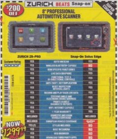Harbor Freight Coupon ZURICH ZR-PRO PROFESSIONAL AUTO SCANNER Lot No. 64576 Expired: 7/31/19 - $1299.99