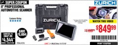 Harbor Freight Coupon ZURICH ZR-PRO PROFESSIONAL AUTO SCANNER Lot No. 64576 Expired: 11/17/19 - $849.99