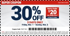 Harbor Freight Coupon 30 percent off coupon expires: 3/3/24
