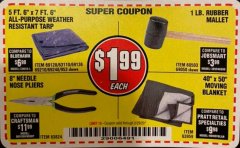 Harbor Freight Coupon 1 LB. RUBBER MALLET Lot No. 60503/69050 Expired: 2/29/20 - $1.99
