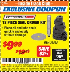 Harbor Freight ITC Coupon 18 PIECE SEAL DRIVER KIT Lot No. 35555 Expired: 3/31/19 - $9.99