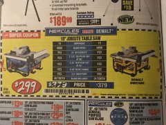Harbor Freight Coupon HERCULES 10" 15 AMP JOBSITE TABLE SAW Lot No. 64855 Expired: 5/31/19 - $299