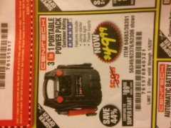Harbor Freight Coupon 3 IN 1 PORTABLE POWER PACK  Lot No. 56349/38391/62376/64083/62306 Expired: 1/4/20 - $49.99