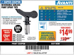 Harbor Freight Coupon REVERSIBLE AIRLESS PAINT SPRAY TIP Lot No. 64628 Expired: 4/7/19 - $14.99