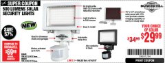 Harbor Freight Coupon 500 LUMENS LED SOLAR SECURITY LIGHT Lot No. 56408/64759/56213/64737 Expired: 4/14/19 - $29.99