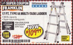 Harbor Freight Coupon 17 FOOT TYPE IA MUTI TASK LADDER Lot No. 67646/63418/63419/63417 Expired: 10/31/19 - $109.99