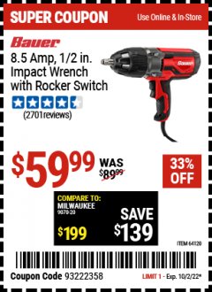 Harbor Freight Coupon 33 percent off coupon expires: 10/2/22