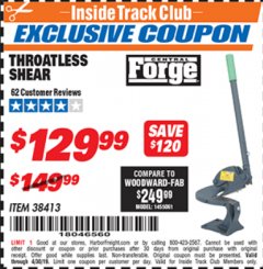 Harbor Freight ITC Coupon THROATLESS SHEARS Lot No. 38413 Expired: 4/30/19 - $129.99