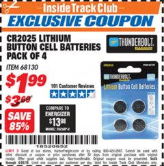 Harbor Freight ITC Coupon BATTERIES Lot No. 68130 Expired: 4/30/19 - $1.99