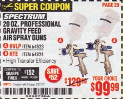 Harbor Freight Coupon SPECTRUM 20 OZ. PROFESSIONAL GRAVITY FEED AIR SPRAY GUNS (HVLP/HTE) Lot No. 64823/64824 Expired: 5/31/19 - $99.99