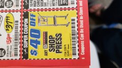 Harbor Freight Coupon $ OFF ANY SHOP PRESS Lot No. 32879/33497 Expired: 5/31/19 - $40