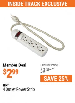 Harbor Freight ITC Coupon 4 OUTLET POWER STRIP Lot No. 69689/62495/62497/62505/91334 Expired: 5/31/21 - $2.99