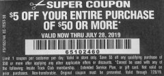 Harbor Freight Coupon $5 OFF $50 Lot No.  62630, 63075,62337, 62469,64497,62896, 63190,63254,69293, 61714 63255 Expired: 7/28/19 - $0